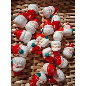 25 Vintage Mini Santa Claus Replacement Christmas Light Covers Plastic Novelty